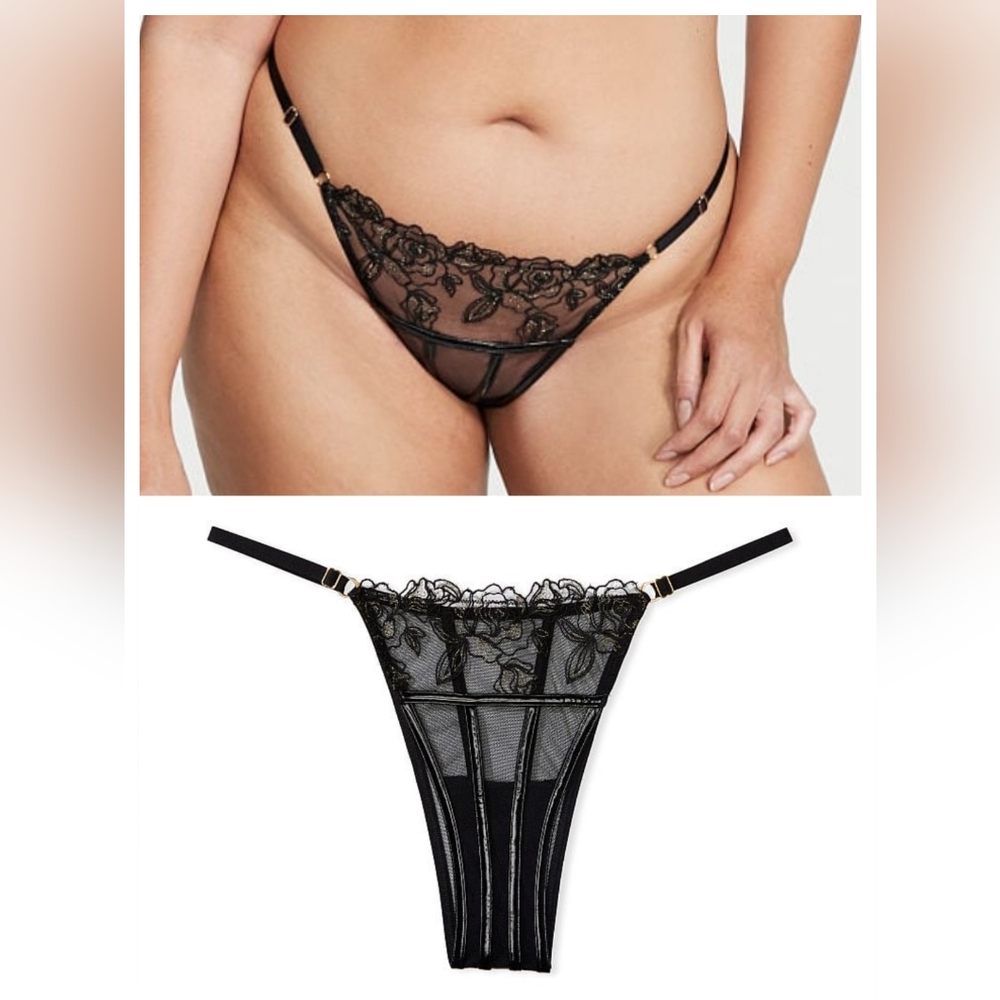 Victorias secret very sexy midnight affair faux leather Brazilian panty MEDIUM